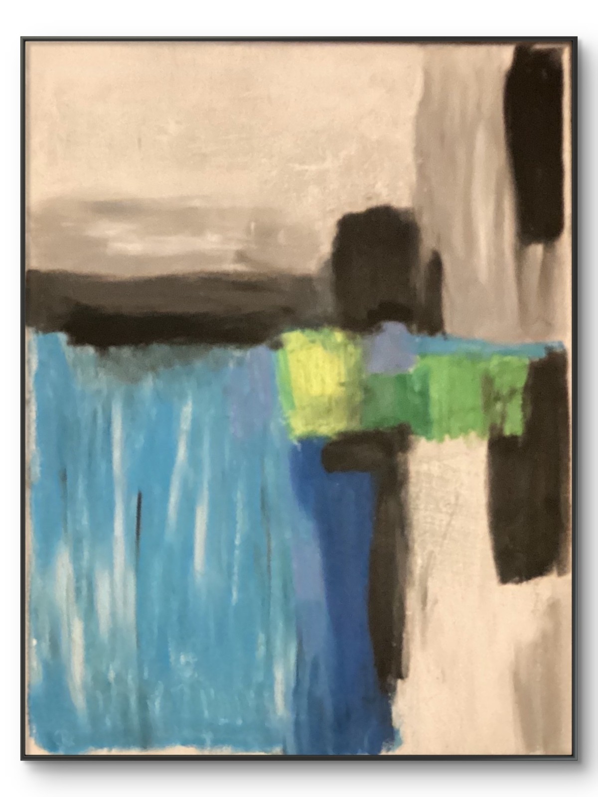 Blue Gray Green Abstract Mid Century Modern Textured Original Art 11×14 Canvas
