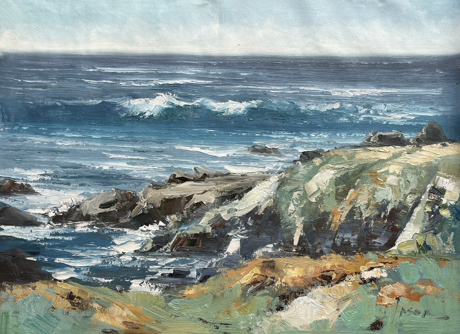 Seascape,Ocean,waves,landscape ,Original Oil Painting by Jason, 70 x 50 cm