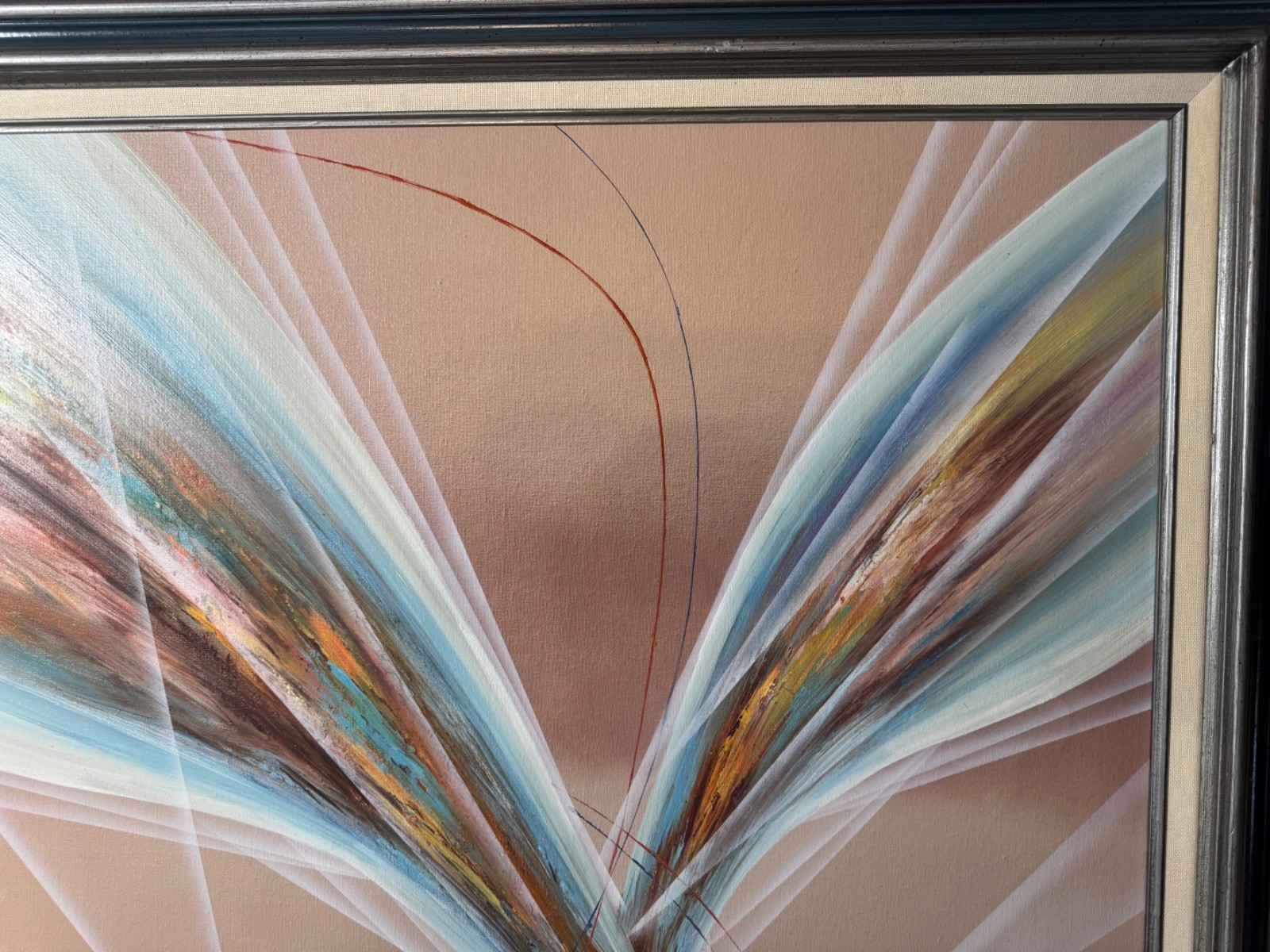 Large S Stephenson «Abstract Composition Scene» Oil Painting – Signed And Framed