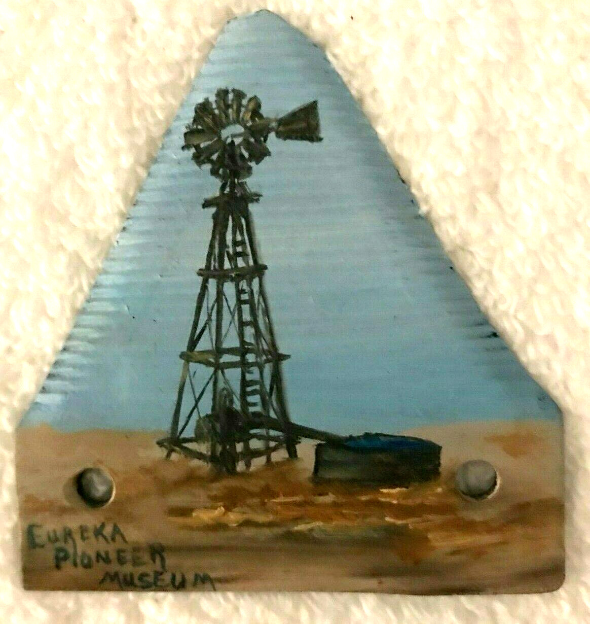 Vintage Hand Painted Windmill Farm Scene on Sickle Blade-Florine Moser-Eureka IL