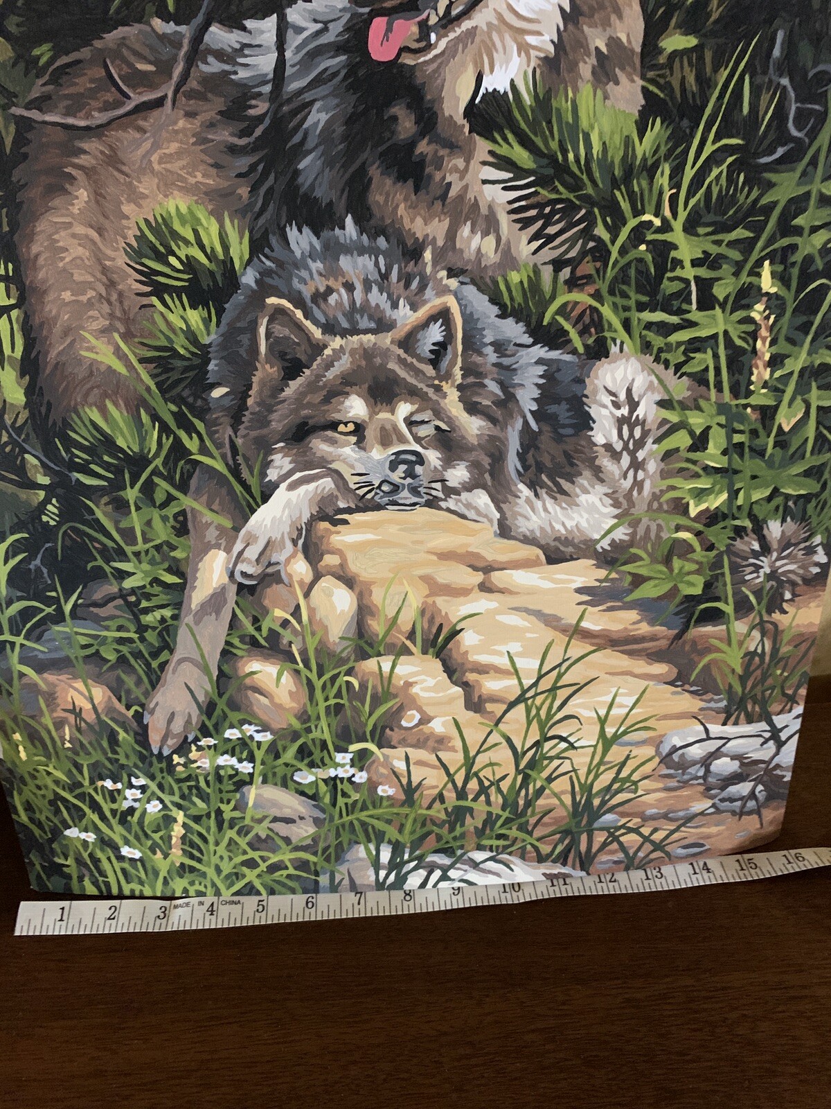 Wolf paint-by-number hand painted completed vintage 16×20 unframed BEAUTIFUL art