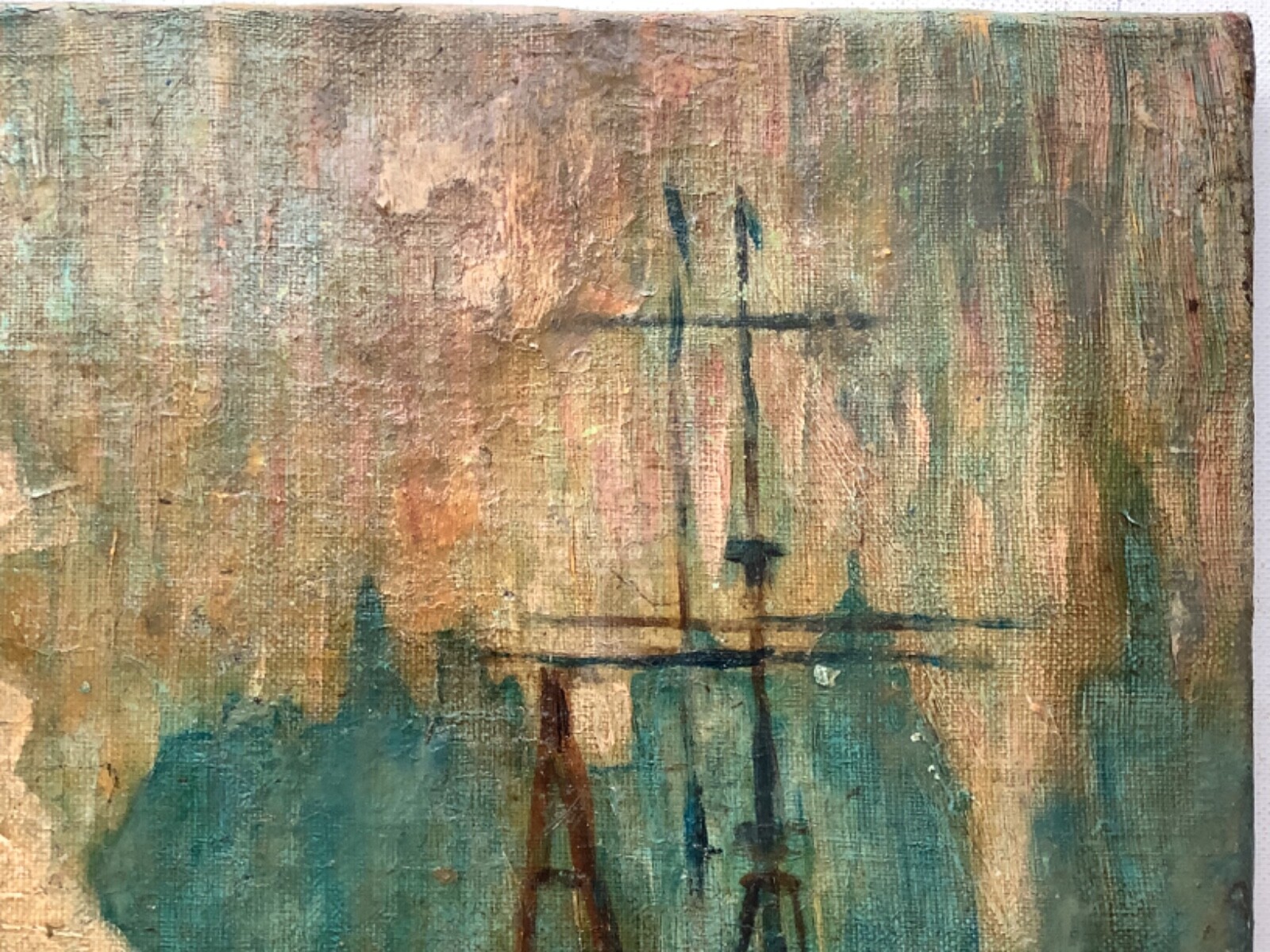 19th LEBOURG Signed – FRENCH IMPRESSIONISM Oil Painting – Port in Rouen