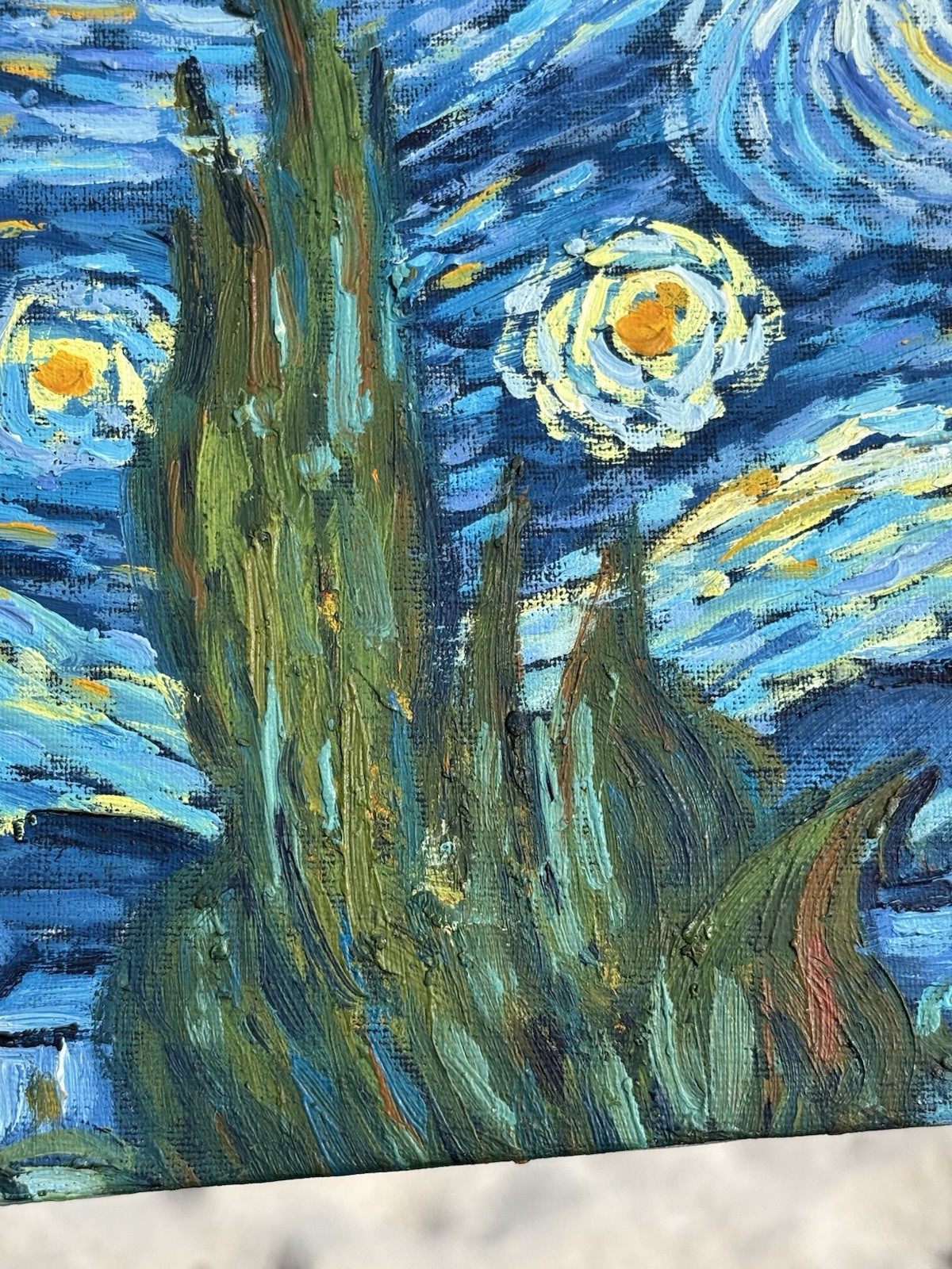 Vincent Van Gogh Starry Night Hand Painted Oil Painting 8in x 10in