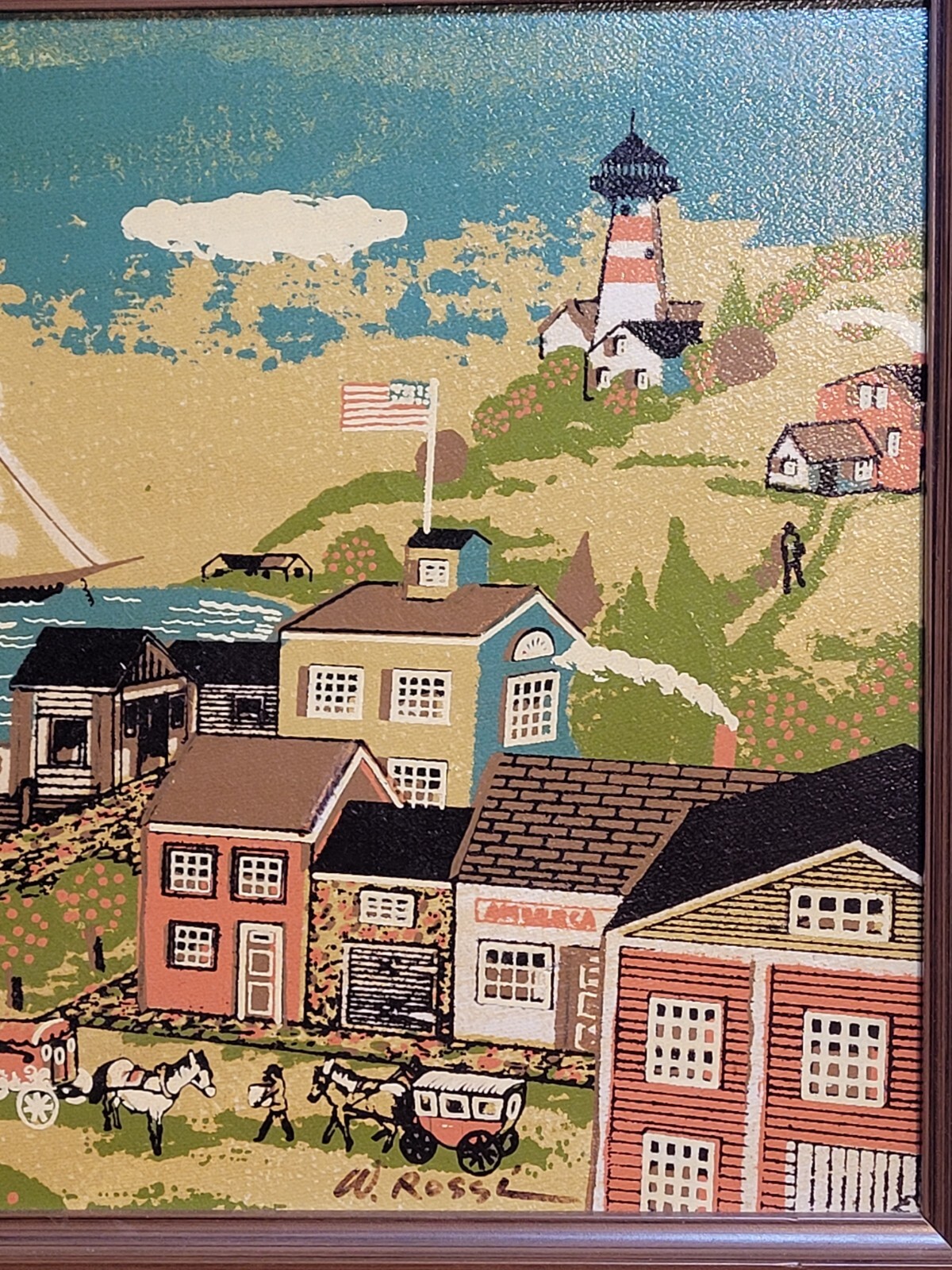 Vintage Harbor View Signed Picture Framed 14″×12″