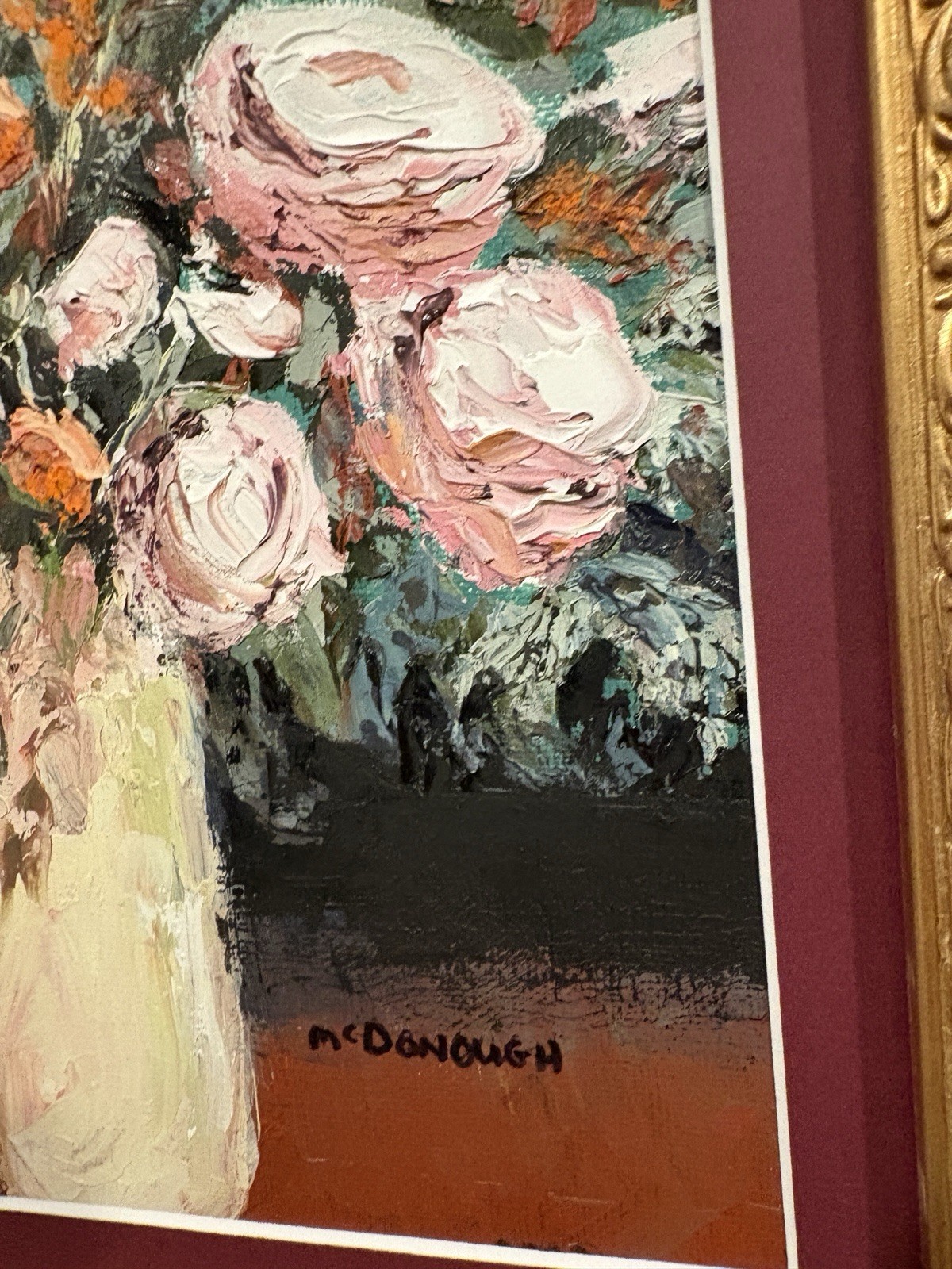 Oil on Canvass Floral Still Life — Signed “McDonough” 13.5 X 15.5 Inches