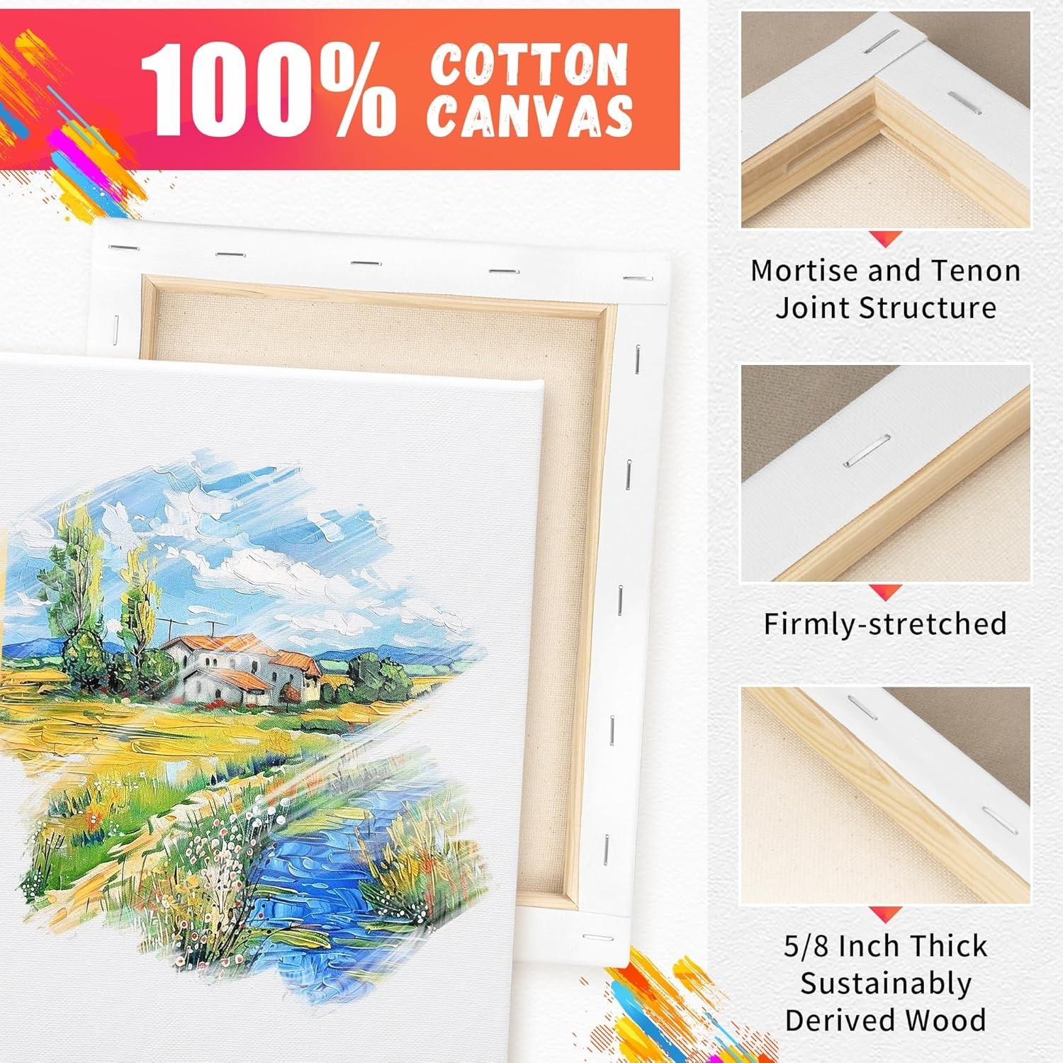 Luxurious Stretched Canvas Boards, 2-Pack: Ideal for All Painting Mediums