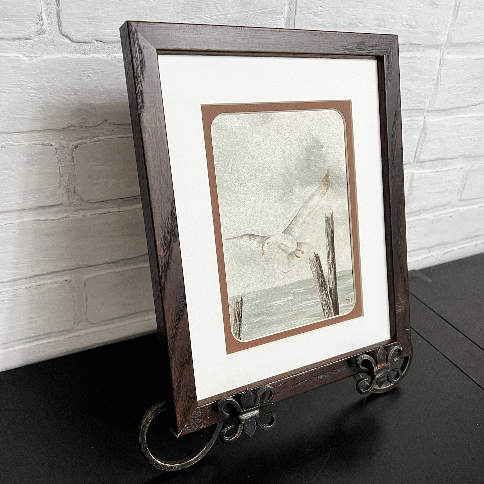 Coastal Framed Signed Seagull Painting Original Beach Nautical