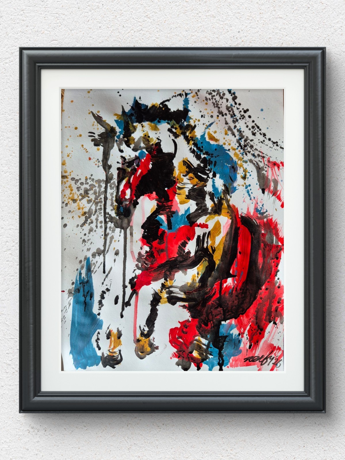 Original Bold Animal Art 11×14 Signed Acrylic Painting Multi Color Abstract P099