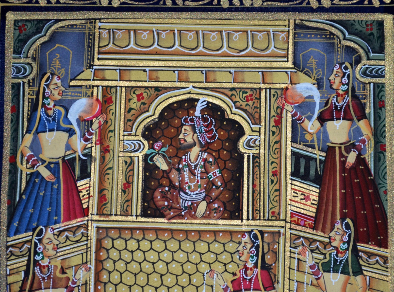 Original Moghul King and Queen Miniature Painting Natural Colors from India!