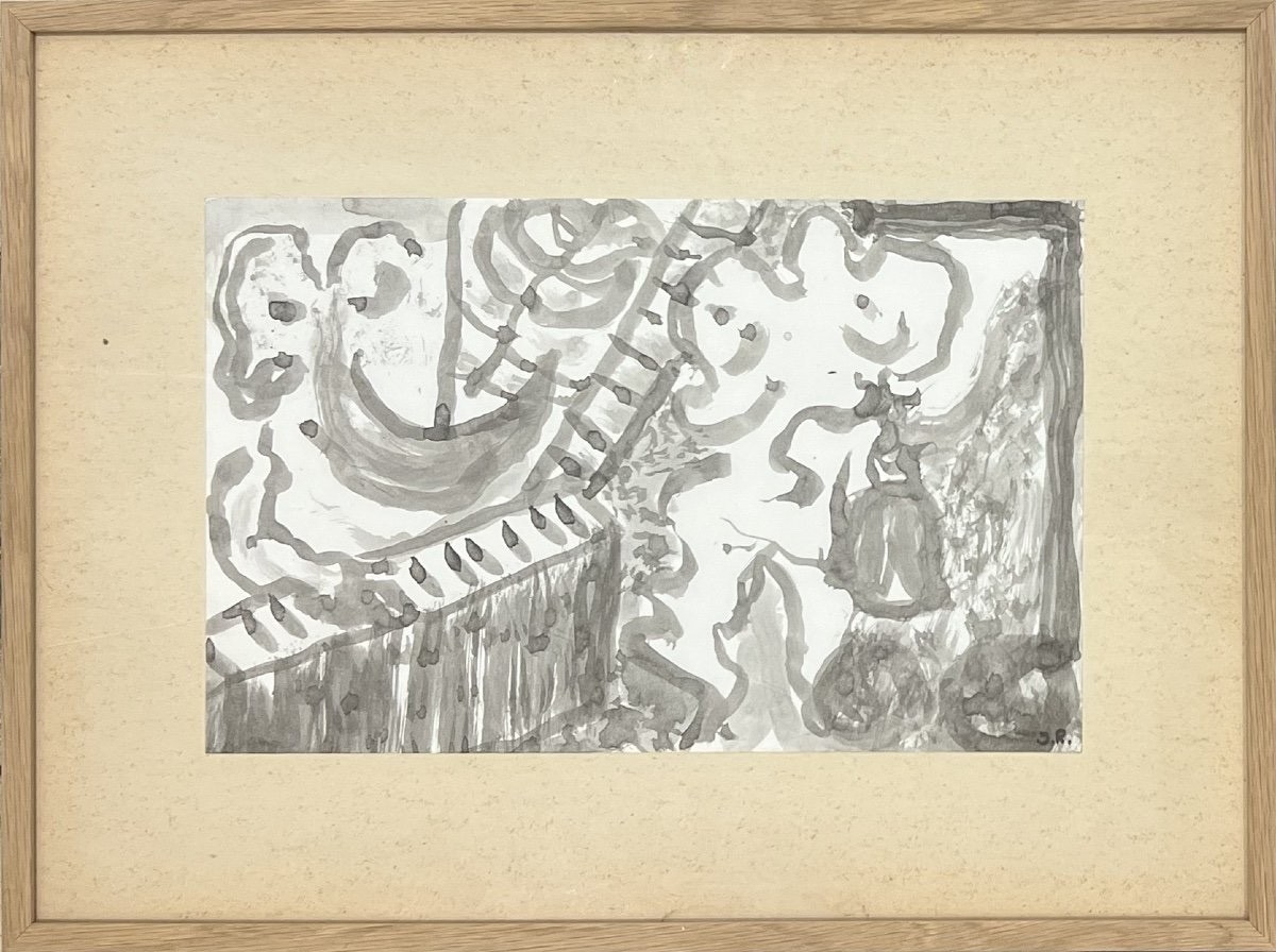 Jean Raine – Hanged Under the Bell Jar – Watercolor on Paper – 1969