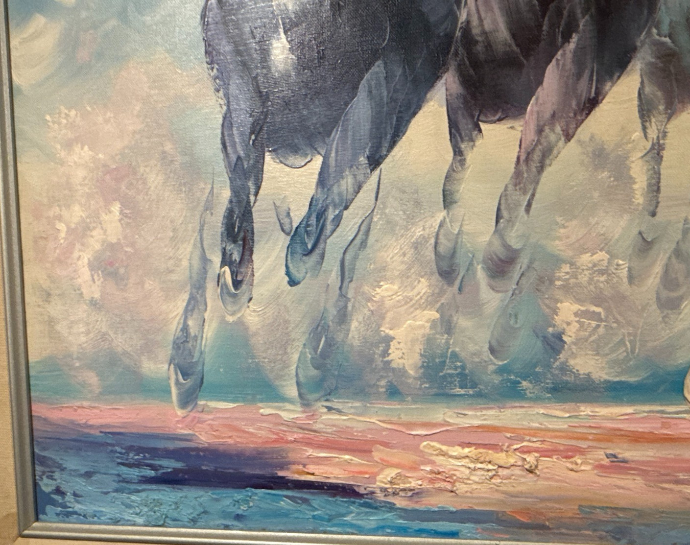 Anthony Veccio Original Oil Painting Horse Racing Jockeys 20×24 Framed Free Ship