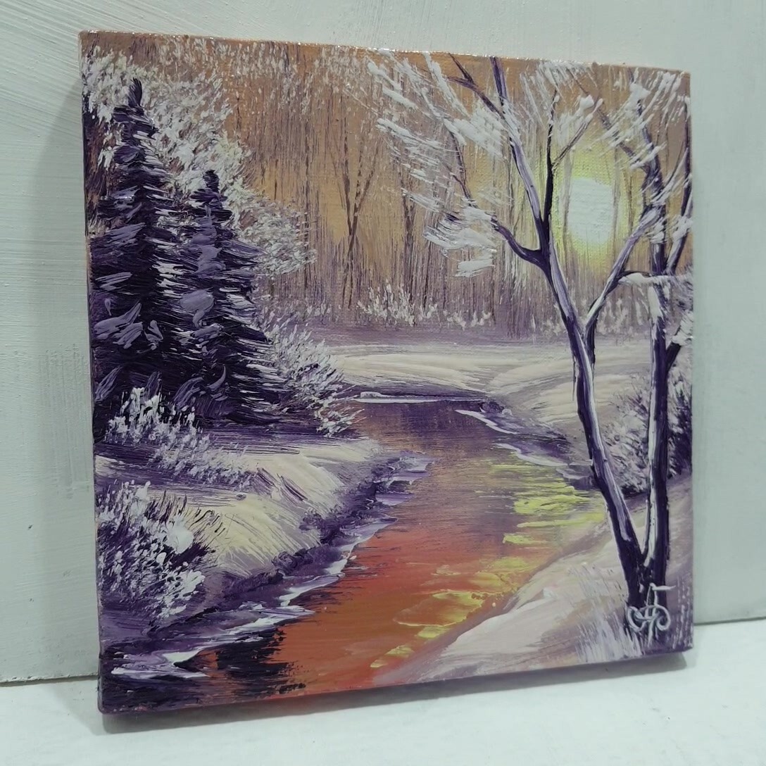 Gift Original Winter Painting Hand Painted Wall Art Home Decor Ukrainian Artist