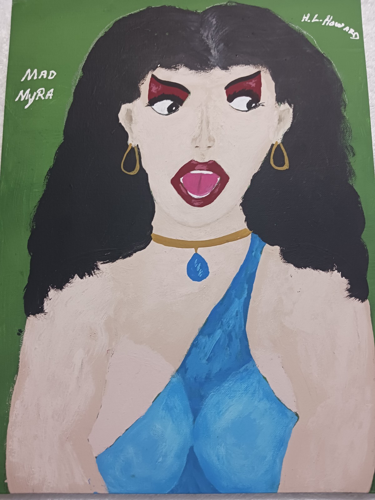 FEMALE PORTRAIT PAINTING 12×16 TITLED (MAD MYRA) A BRIGHT PORTRAIT IN ANGER