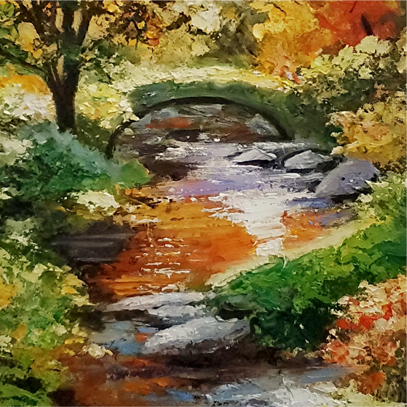 YARY DLUHOS Sunrise Trees Landscape River Water Sun Original Art Oil Painting