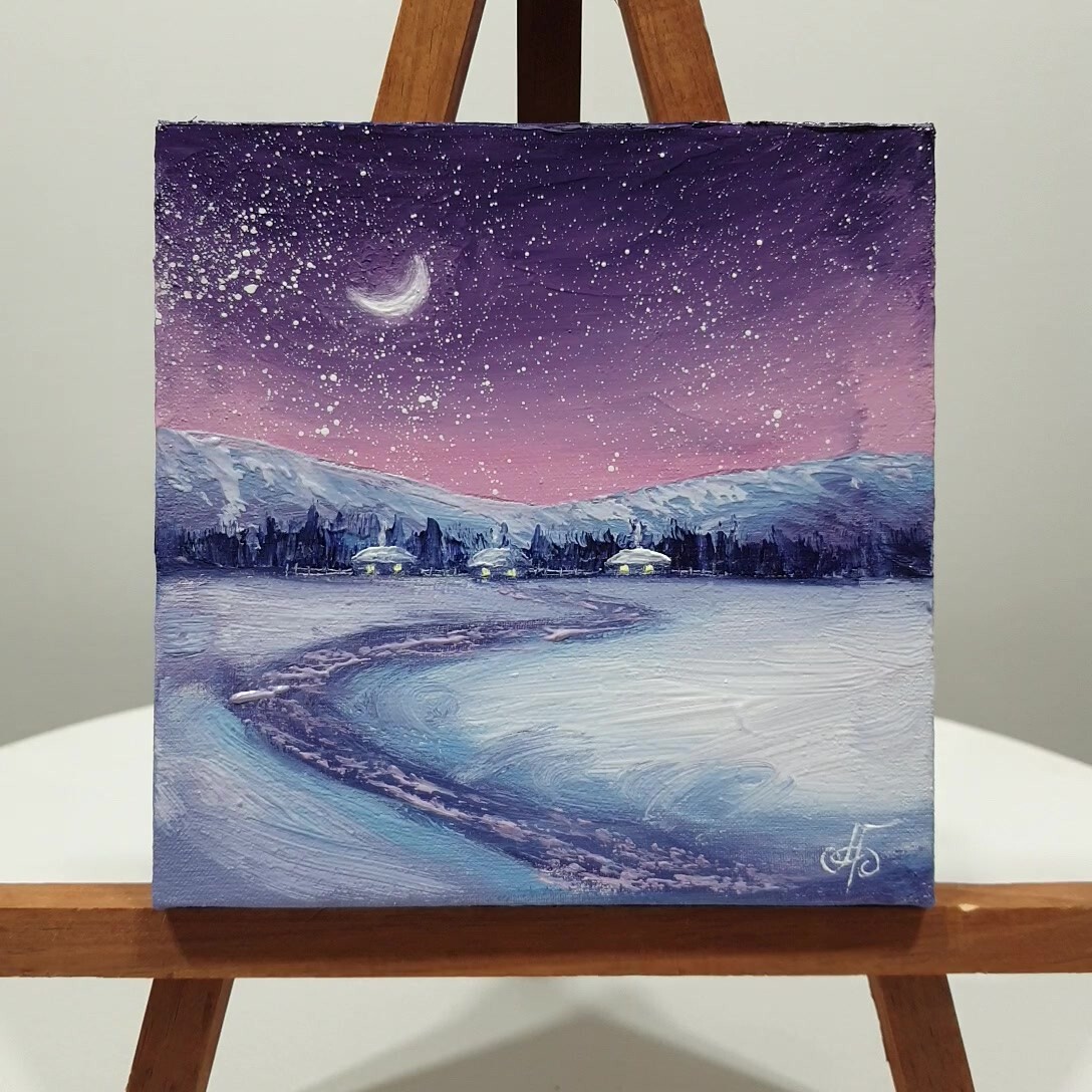 Ukraine Artist Original Winter Landscape Painting Wall Art Decor Gift Signed
