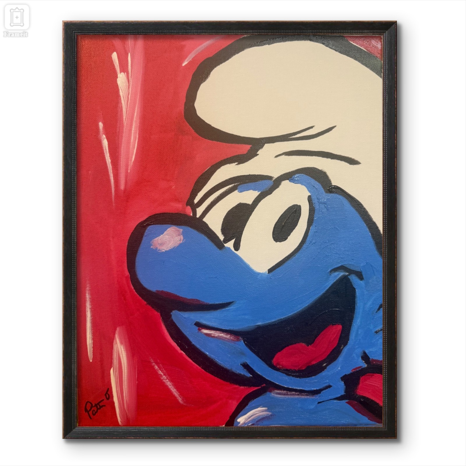 Smurf Inspired Original 14×11 Pop Art / Cartoon Pop Art Painting Canvas Signed