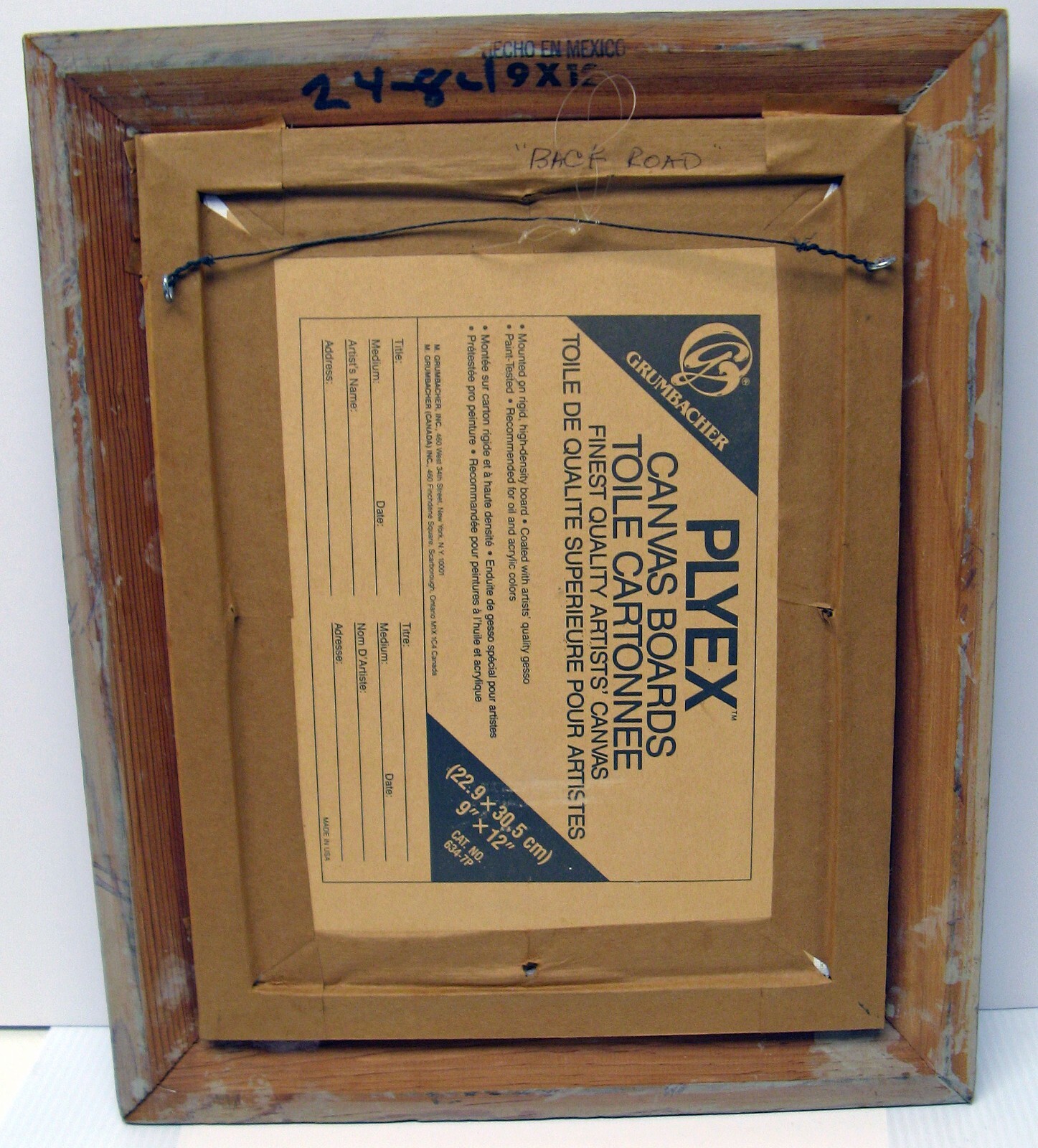 16 1/2″x13 1/2″ «Park back road» Oil on a cardboard painting , signed