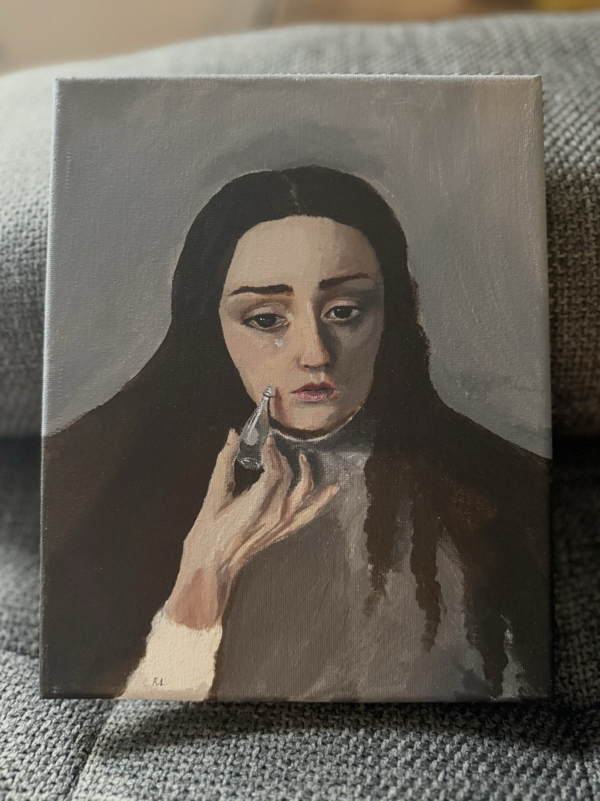 Original Acrylic Portrait Painting On 8 in x 10 in Stretched Canvas