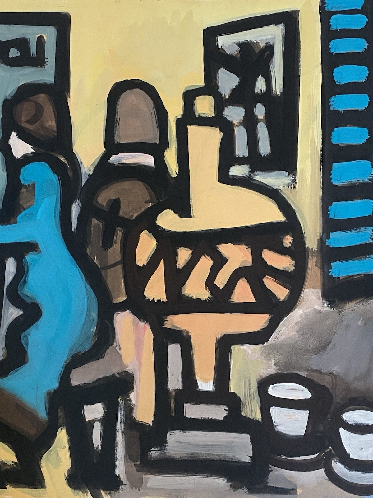 MARKEY ROBINSON Irish VTG Female Figures Cafe Scene Modernism Abstract Painting