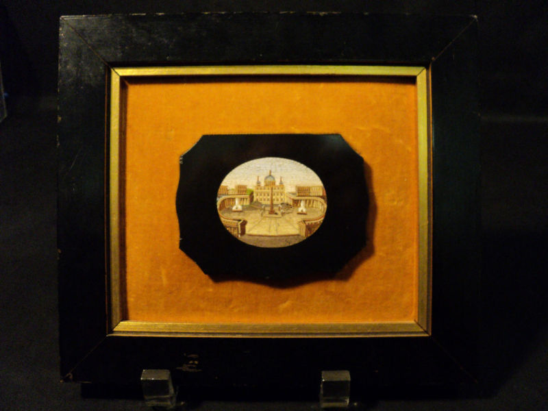 BEAUTIFUL GRAND TOUR MICRO MOSAIC PLAQUE – ROMAN SCENE