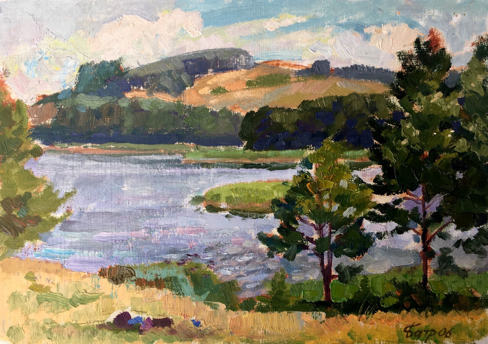 Oil Painting Summer Day Batrakov V. Unframed Original Home Decor Art nAAA2374