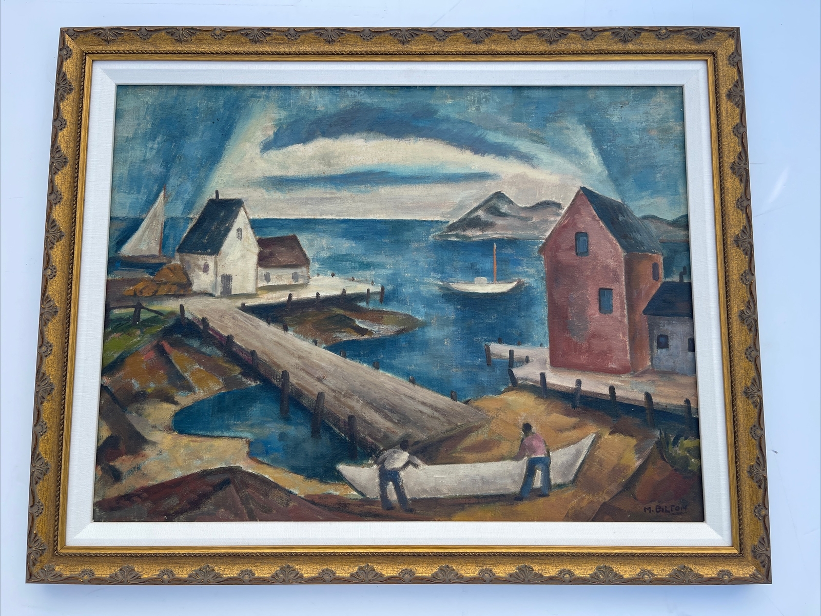 Mid Century Painting New Jersey Maurice Bilton Listed Famous WPA REGIONALISM OIL