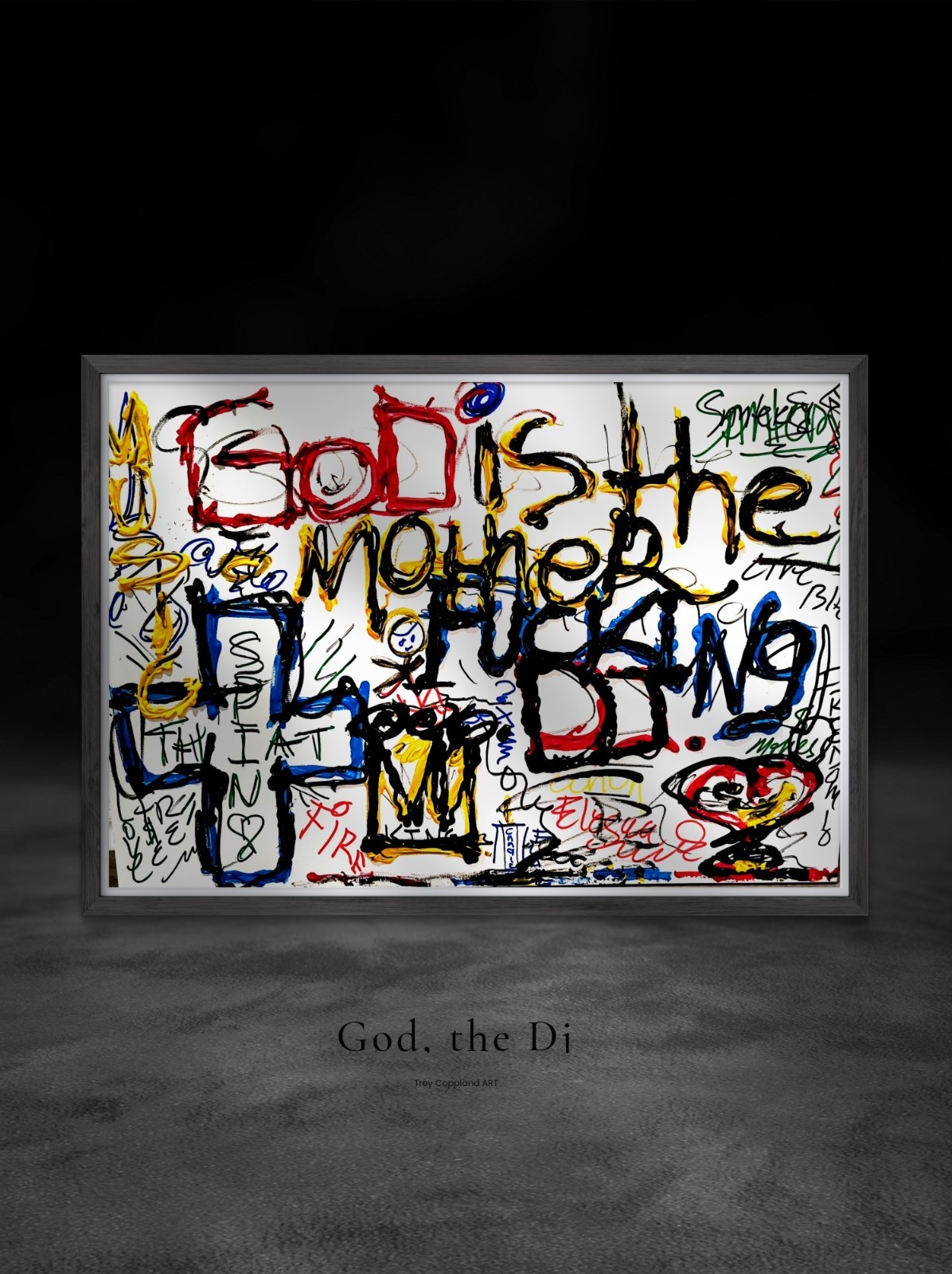 God is the, DJ,by Trey Coppland Abstract Graffiti Acrylic Painting, Signed