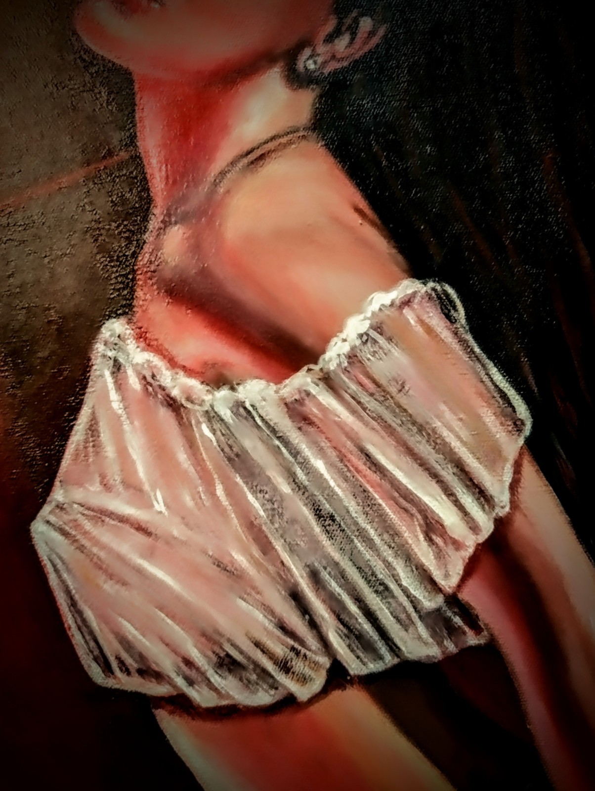 Original Painting Large Semi Nude Framed Acrylic On Canvas Titled Em 41″× 29″
