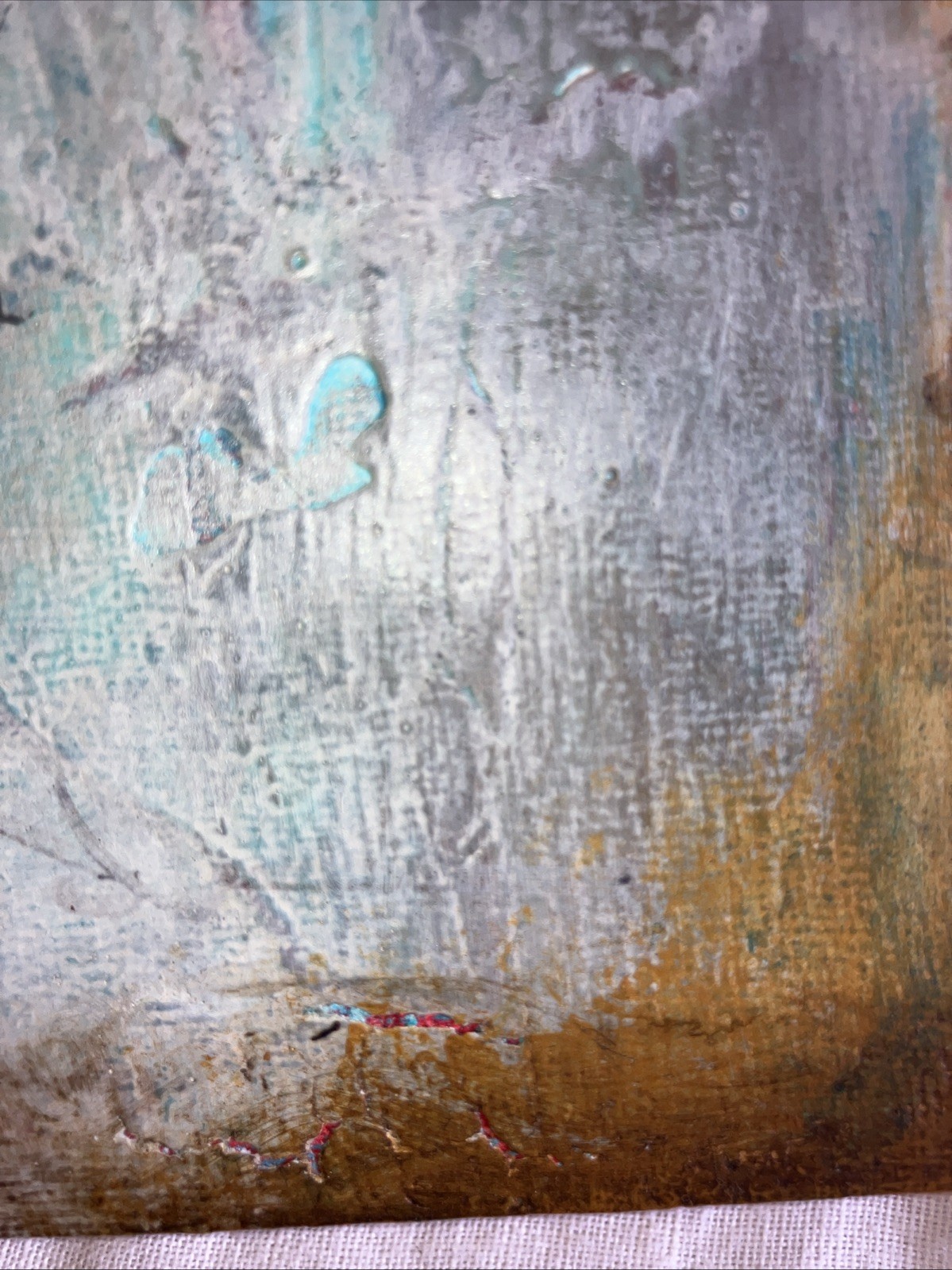 Original Fine Unframed Art—Abstract Expressionism with Etchings 5 x 5 x 1.5.