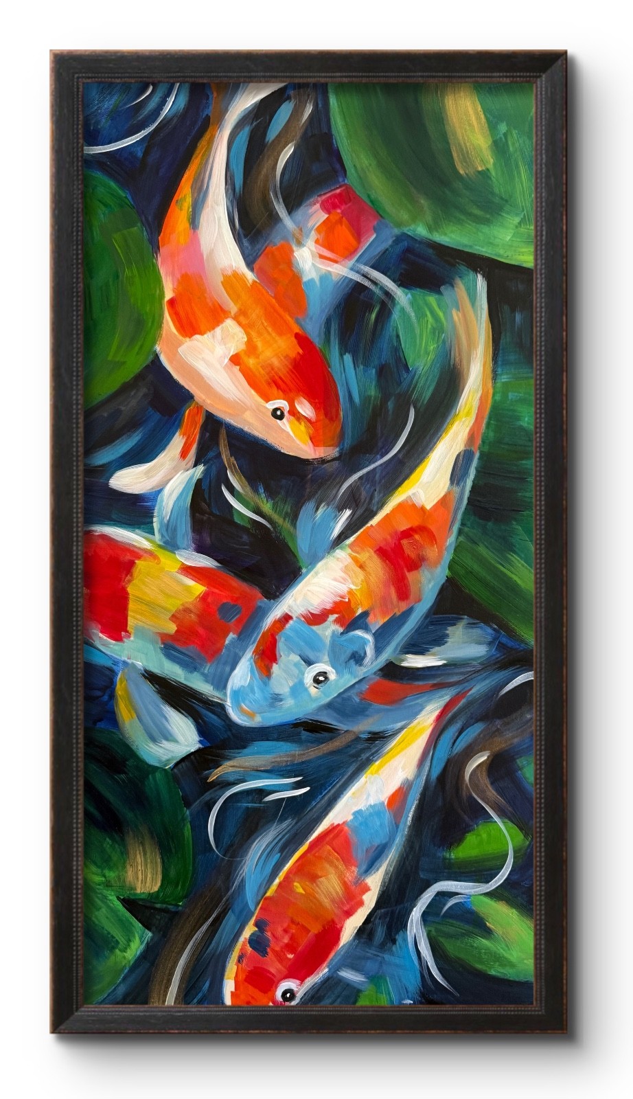 Koi Fish Pond 12×24 Original Contemporary Classic Expressionism Art
