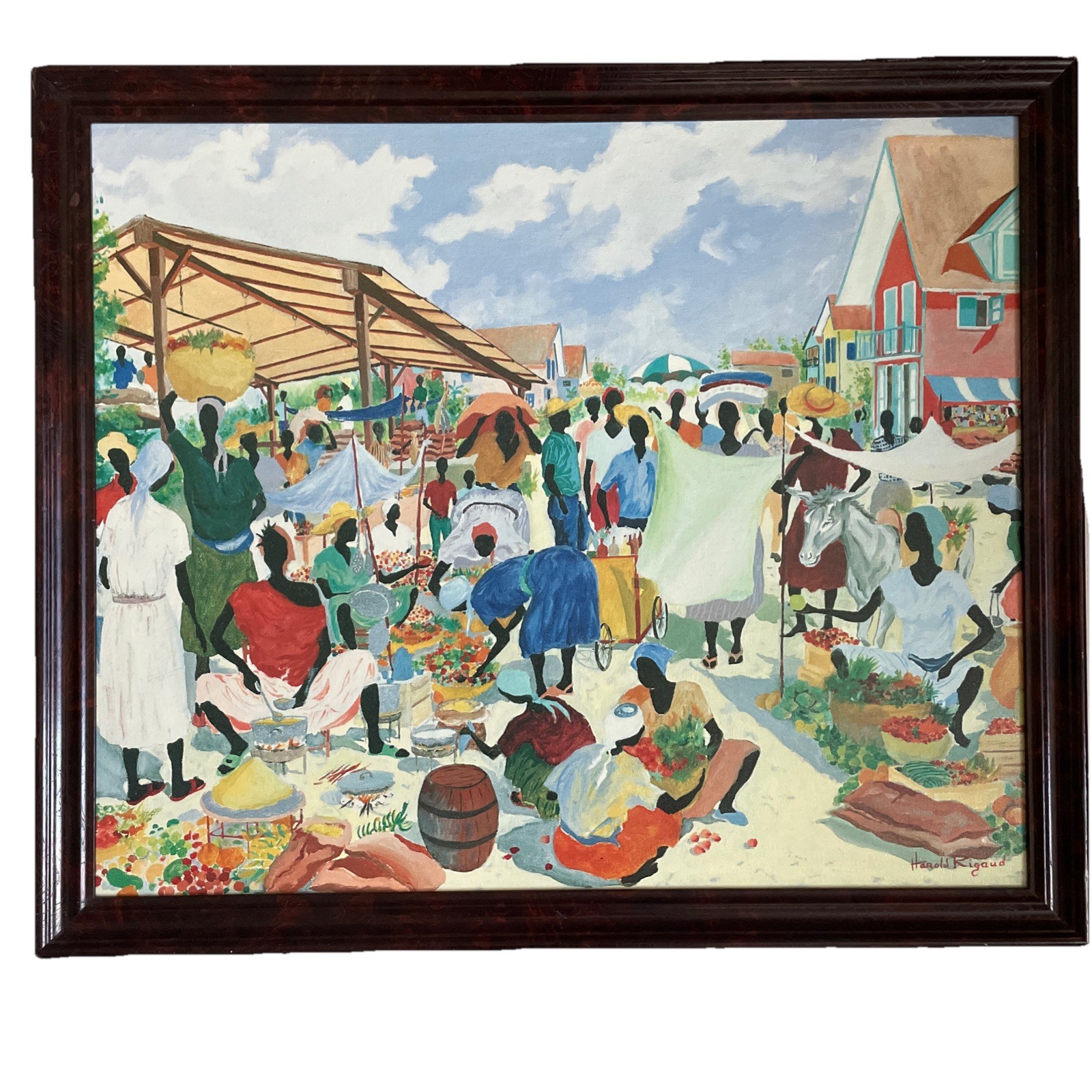 Harold Rigaud Certified Genuine LITHO ON CANVAS «MARKET PLACE»27X23”