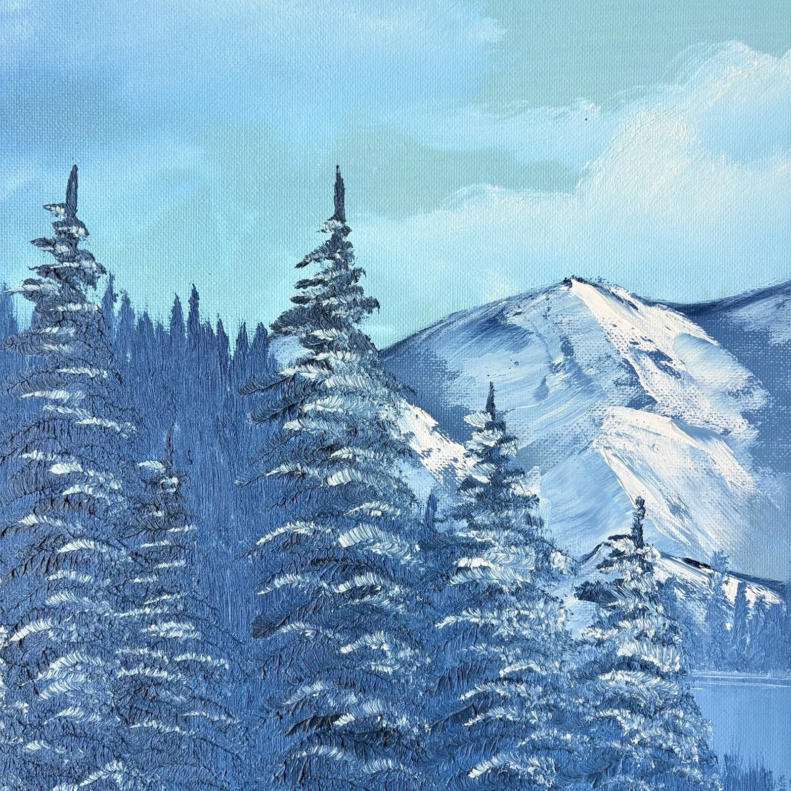 Original Oil Painting on Canvas Snow Mountain Grand Lake 1991 Signed Framed 29”