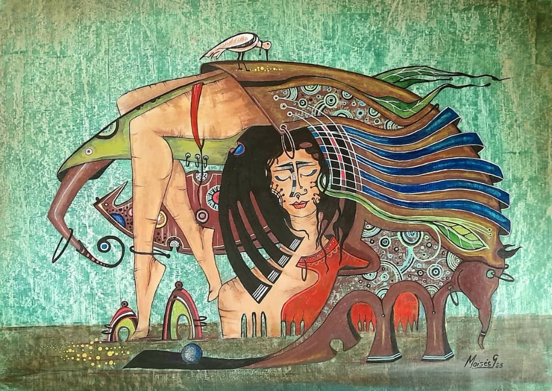 acrylic painting by Moises Gonzales cuban Beautiful art 96x70cm T:Refugio 2