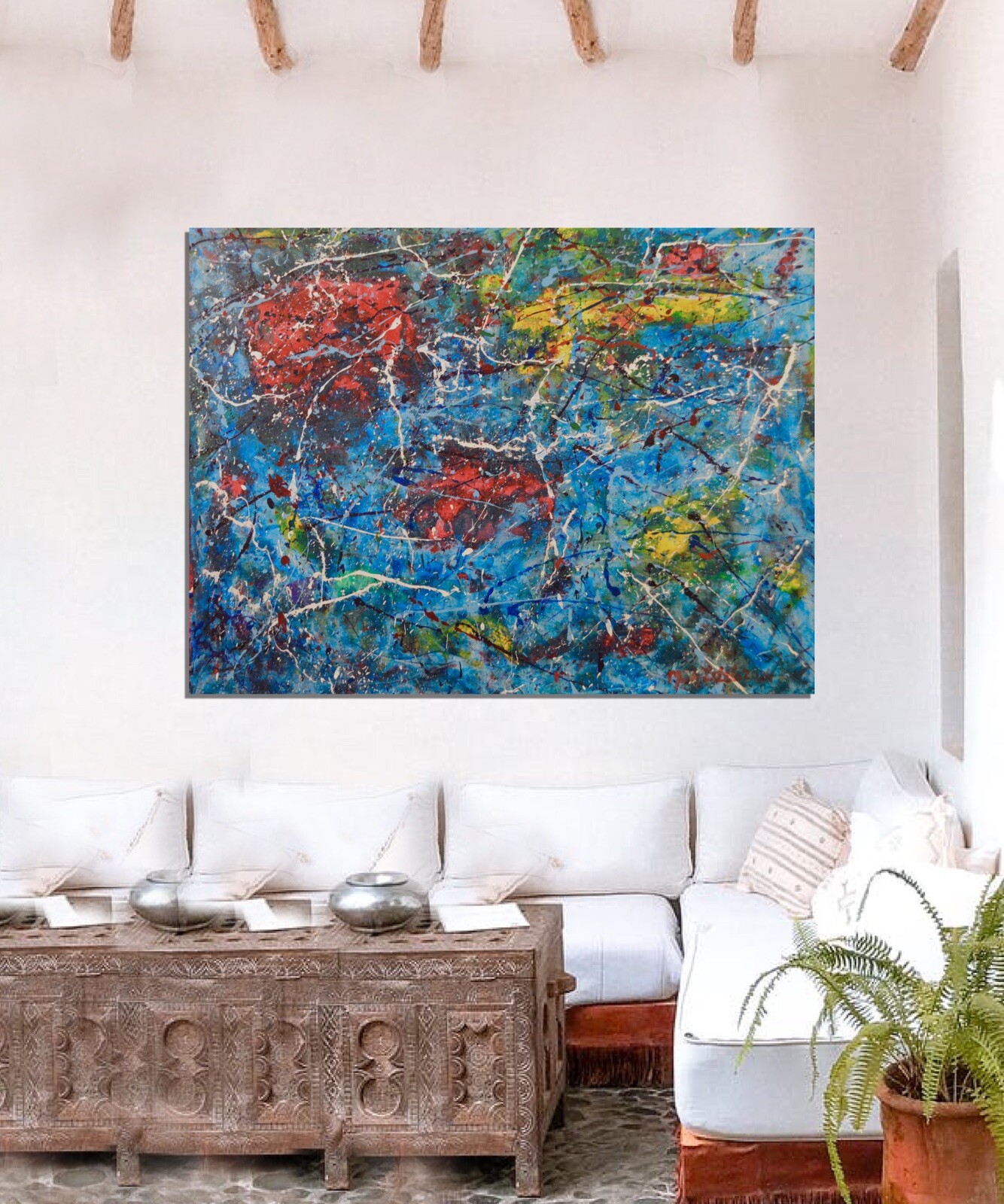 Pollock/Richter style￼ Professional Painting 81” X 62”(6ft 9in)Abstract Modern