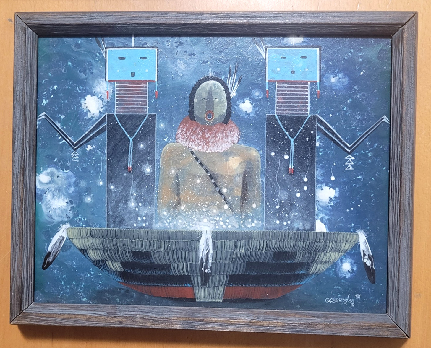 1981 PAINTING MYSTICAL SPIRITUAL NATIVE AMERICAN NAVAJO by CLIFFORD BRYCELEA