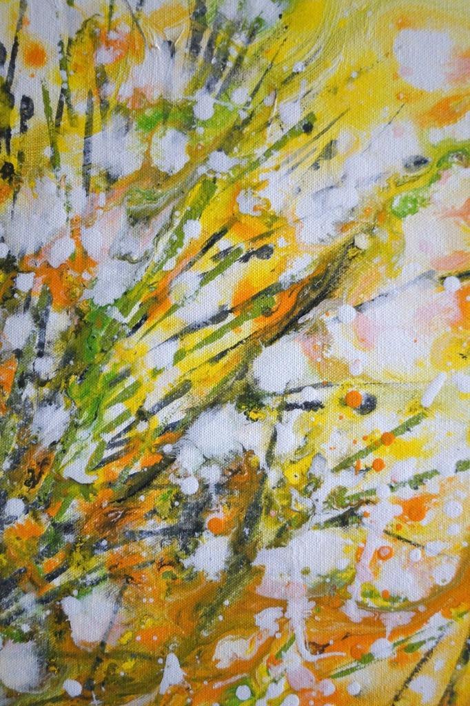 Forsythia Bloom Painting 24×36 Original Yellow White Floral Canvas Spring Wall