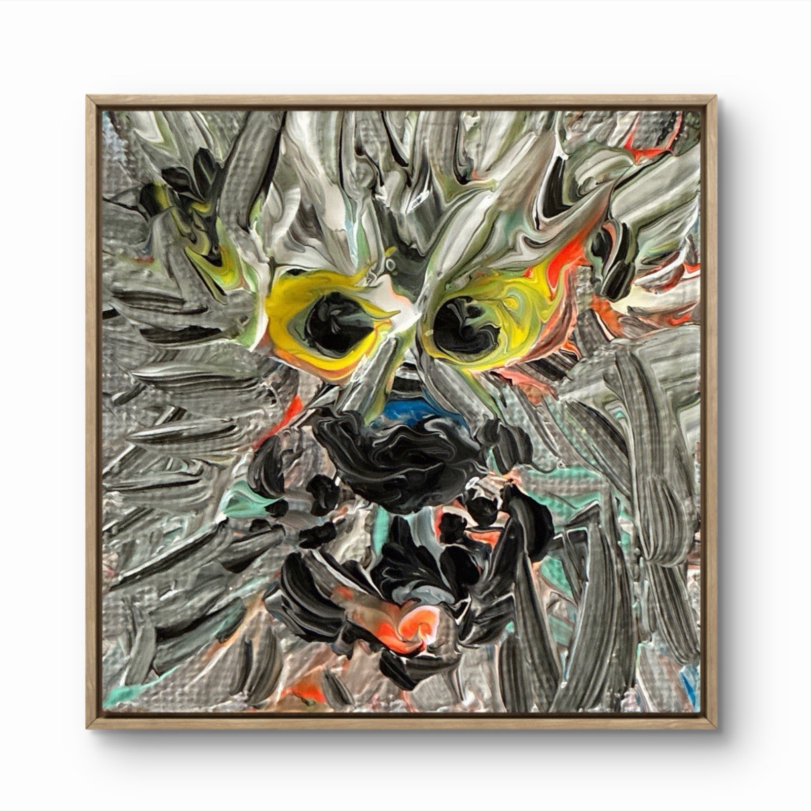 BLESSED#1465 Lion Eyes Canvas Mini 2.5×2.5 Original Art magnet