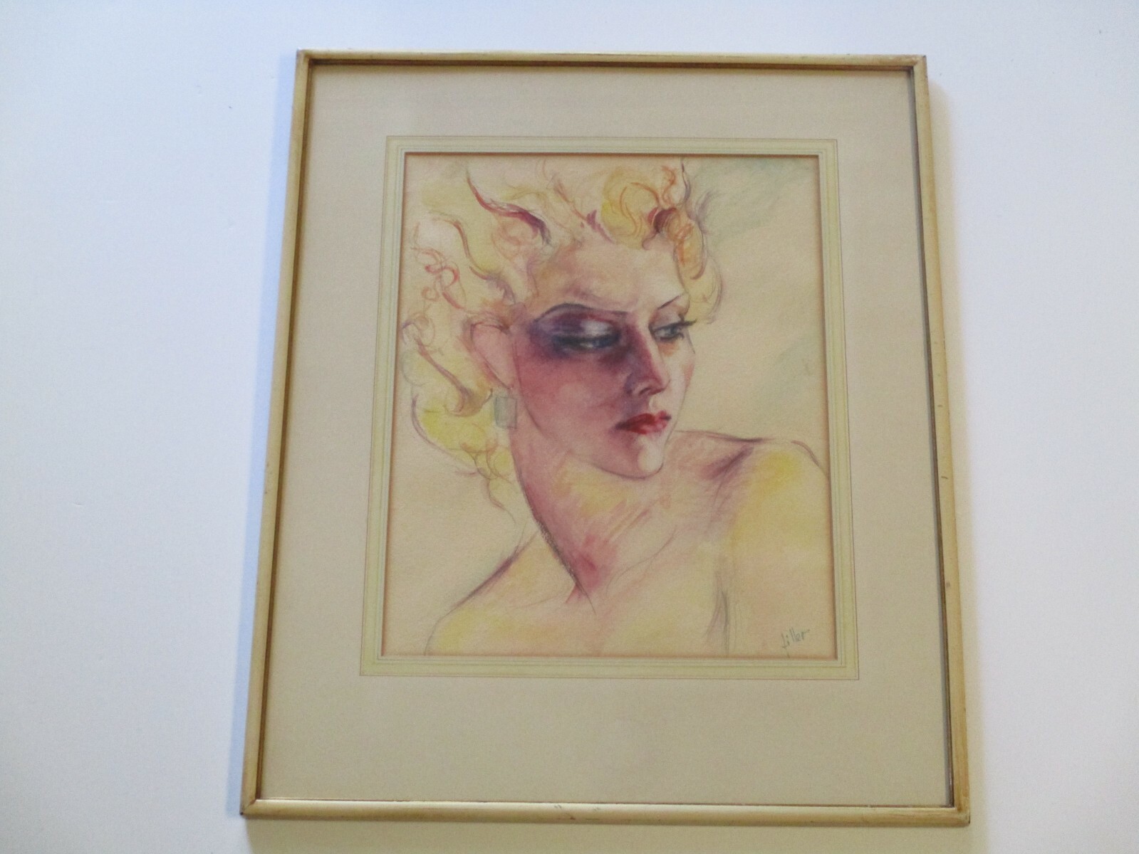 GORGEOUS WOMAN FEMALE BLONDE MODEL ANTIQUE PAINTING ART DECO PRETTY 1920’S