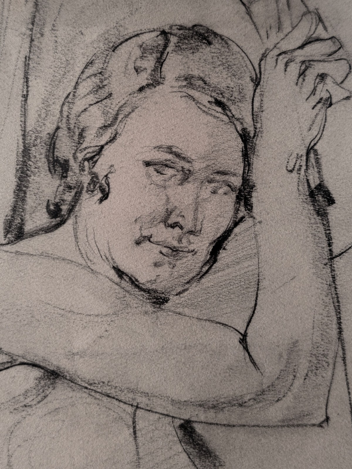 Vintage 1920s/30s Original Pencil & Charcoal Nude Drawing Lady O