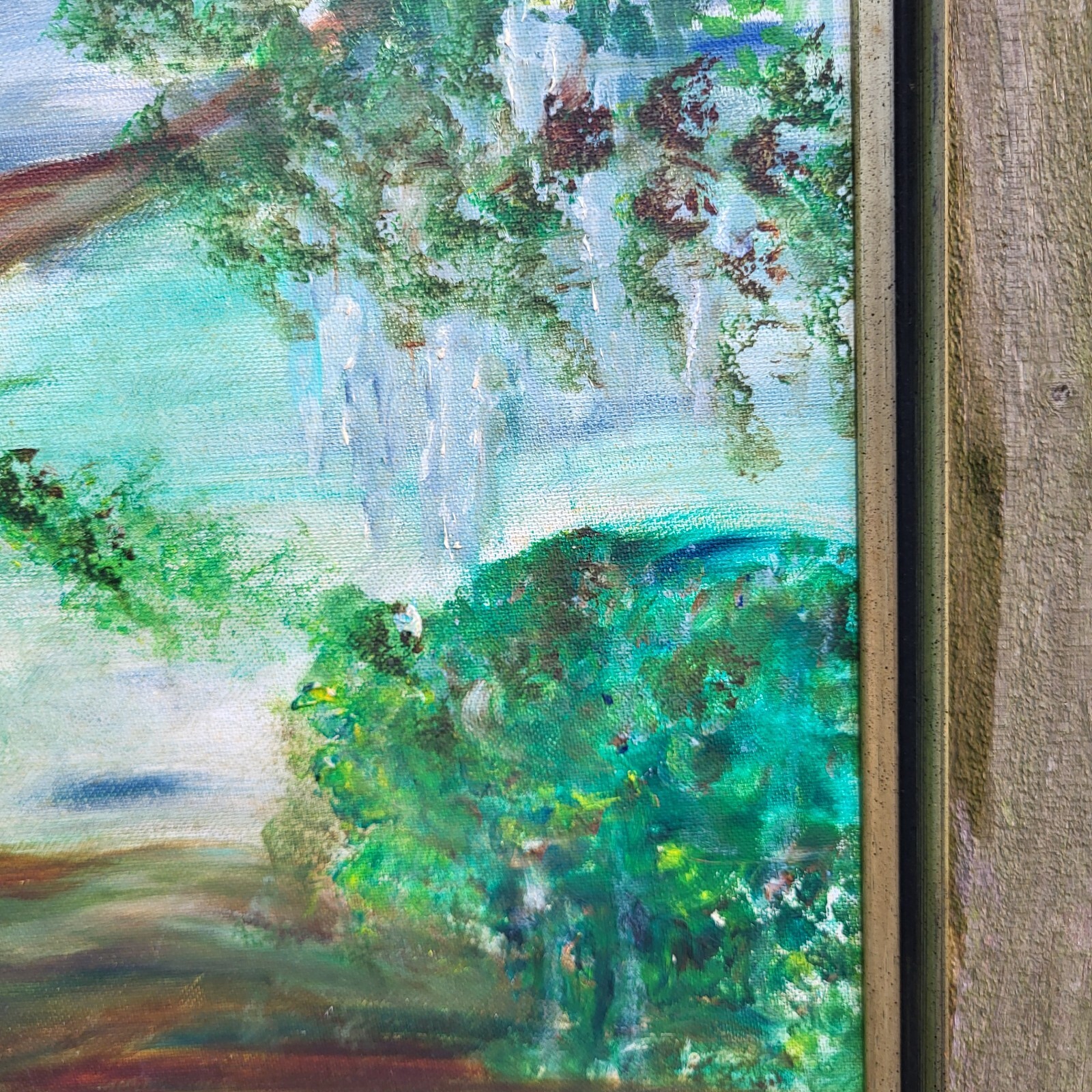 Framed Vintage Landscape of Fallen Tree with Spanish Moss Rose Ellen Rilea 1998