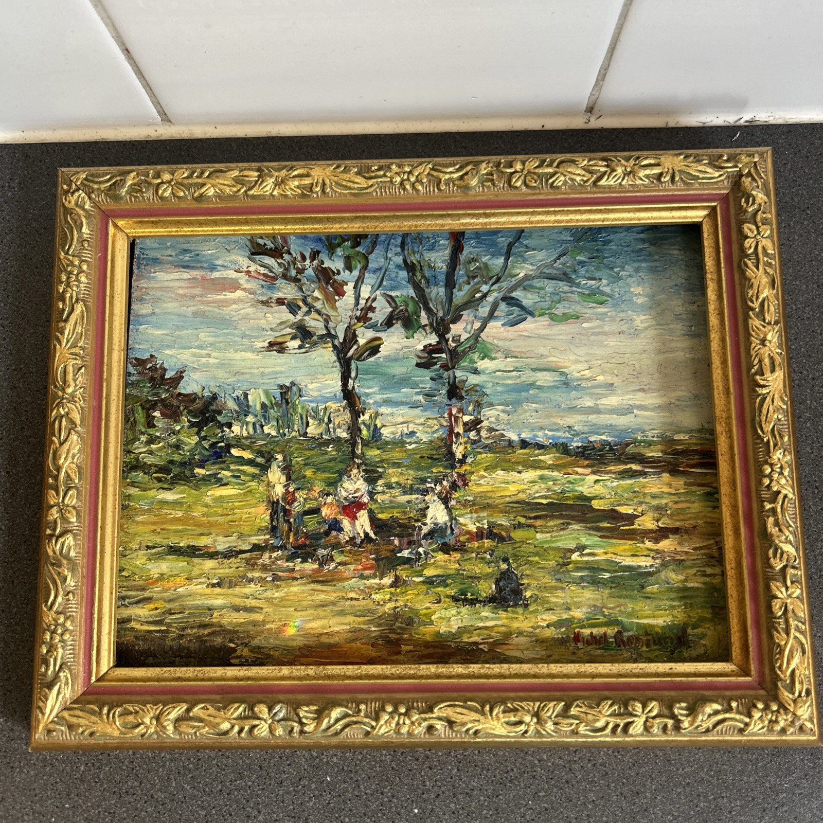 CC Vintage Michel Rostand Original Oil Signed 20th Century 15 X 20cm