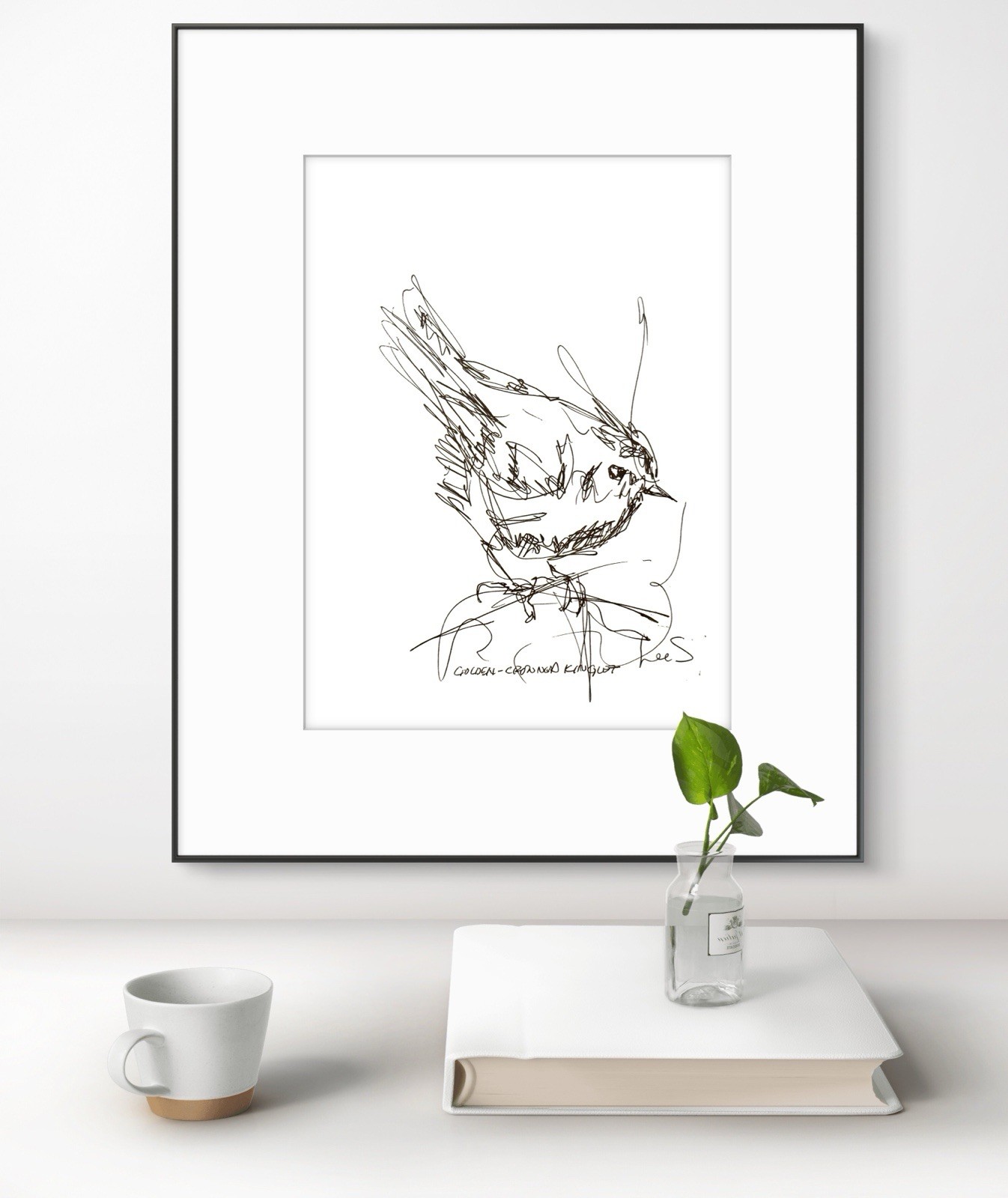 Original Abstract Expressive 9X12 Paper Pen and Ink Bird Handmade Signed 12