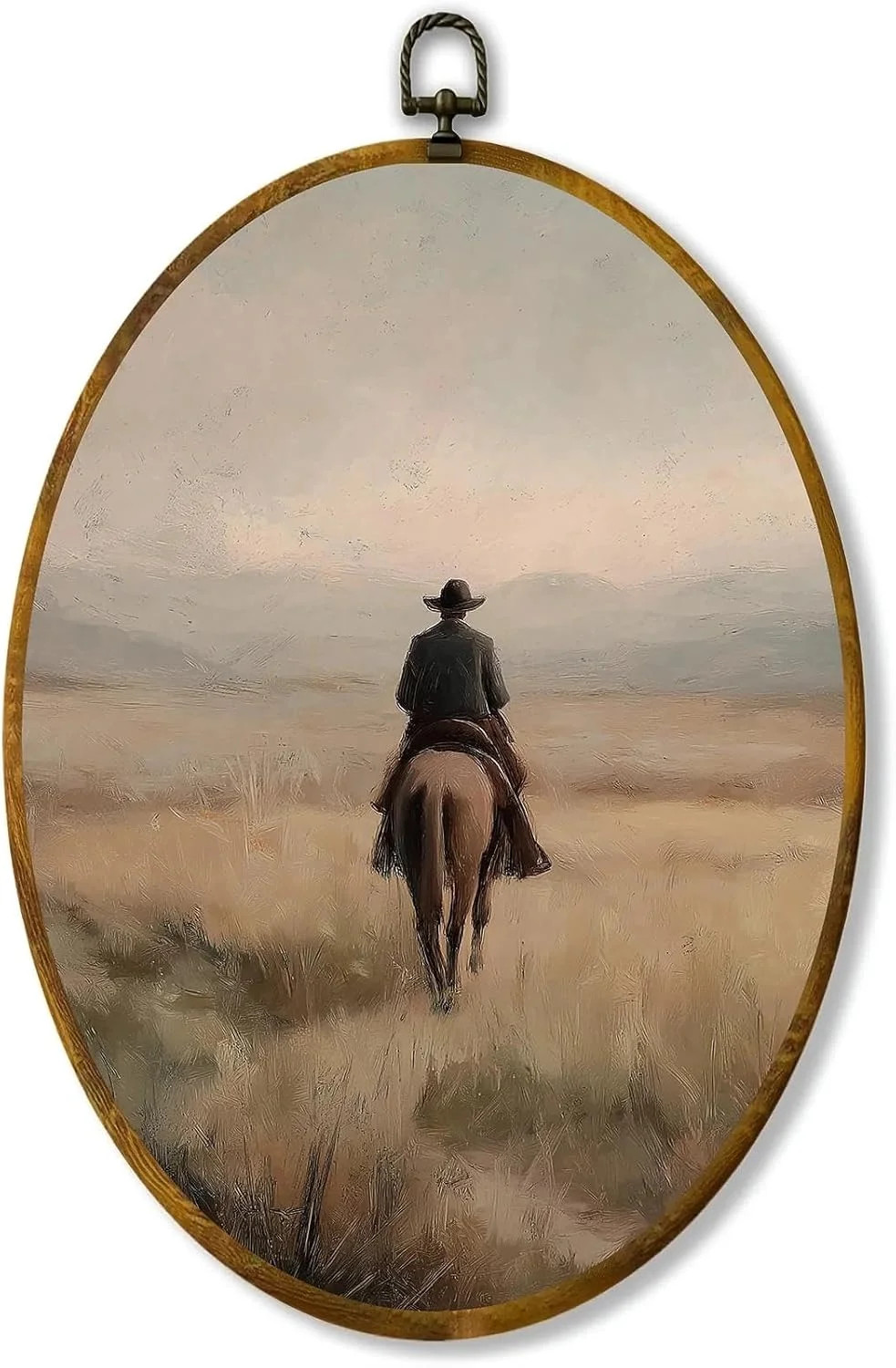 zewepri Vintage Oil Painting Style Western Wall Art, Country Western Art, 8.6×11