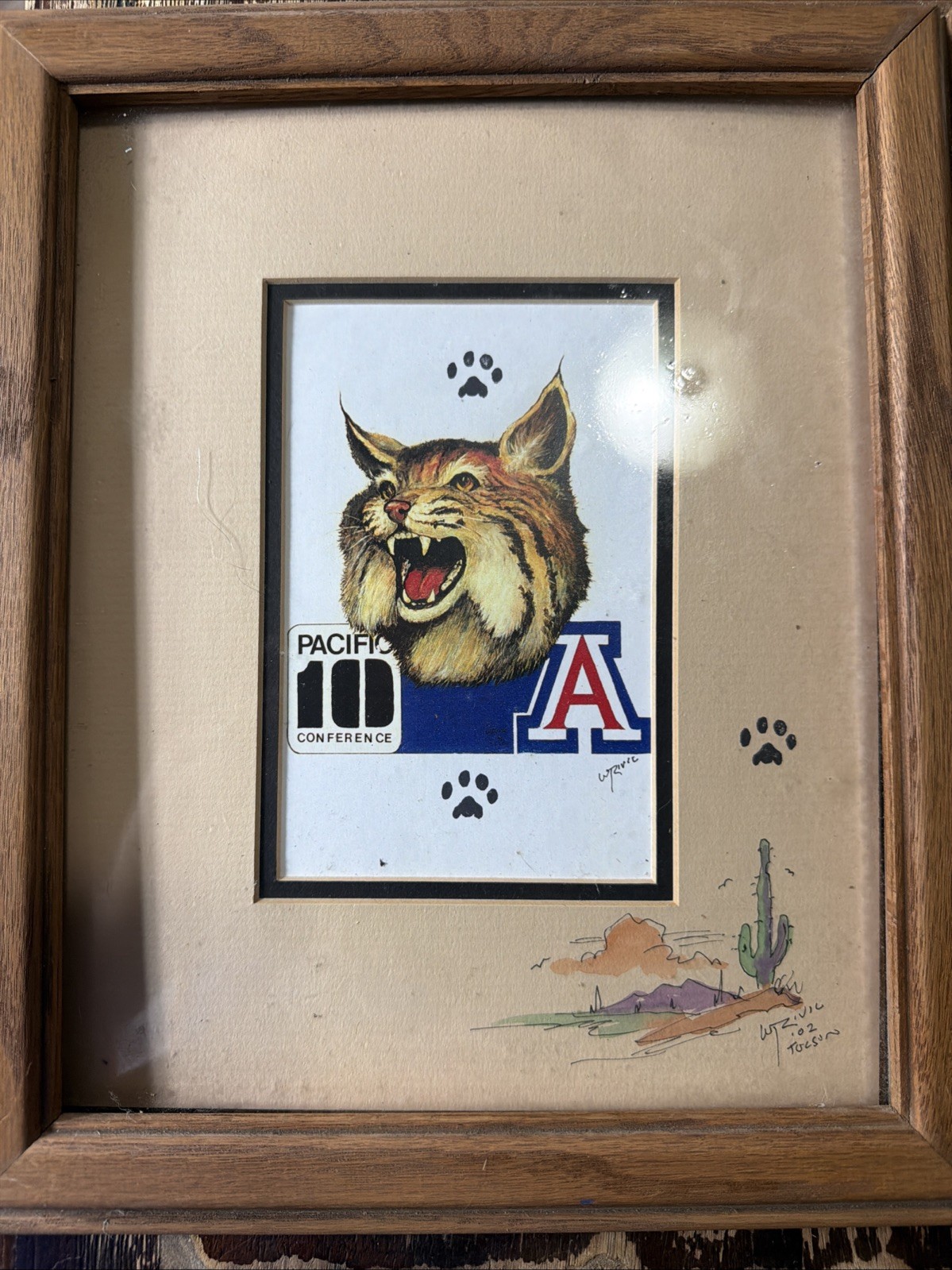 Original William Zivic 1930-2025 Painting University Of Arizona, Wildcats 2002