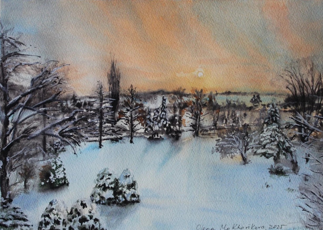 Original Watercolour Picture Nature – Landscape Painting Hand Painted – 28.5 X 38cm