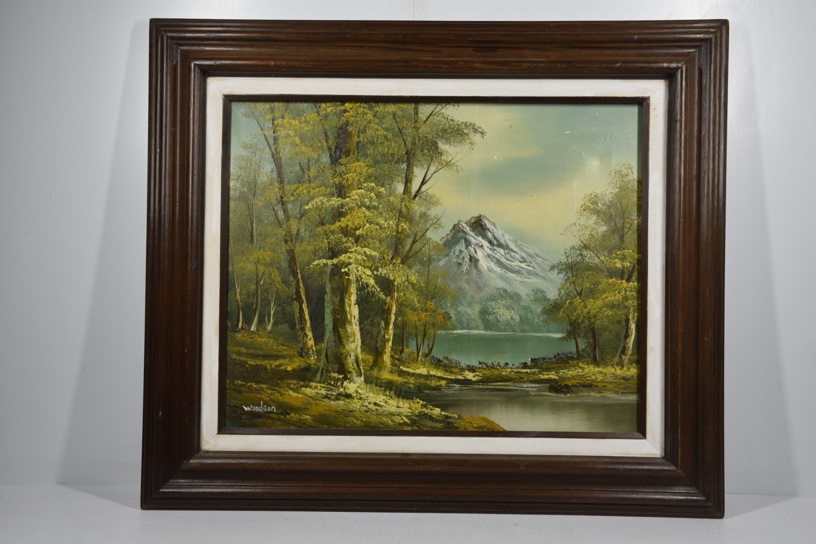 Vintage Mt. Hood Art Painting Original Lake Trees Alpine Woods Forest Signed