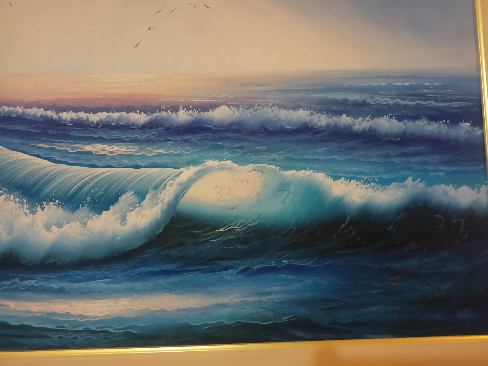 Seascape Sea Ocean Waves Large Oil Painting Canvas Sun Set Rise Contemporary Art