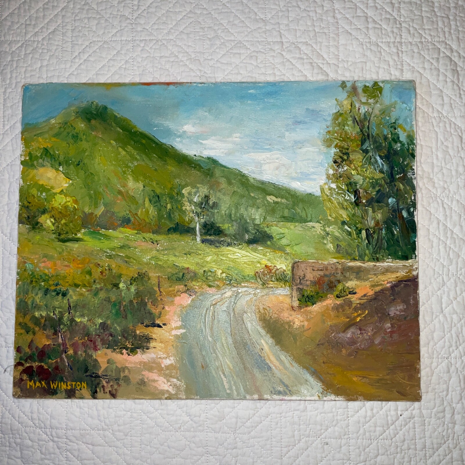 Abstract impressionistic landscape original PAINTING palette knife by Winston