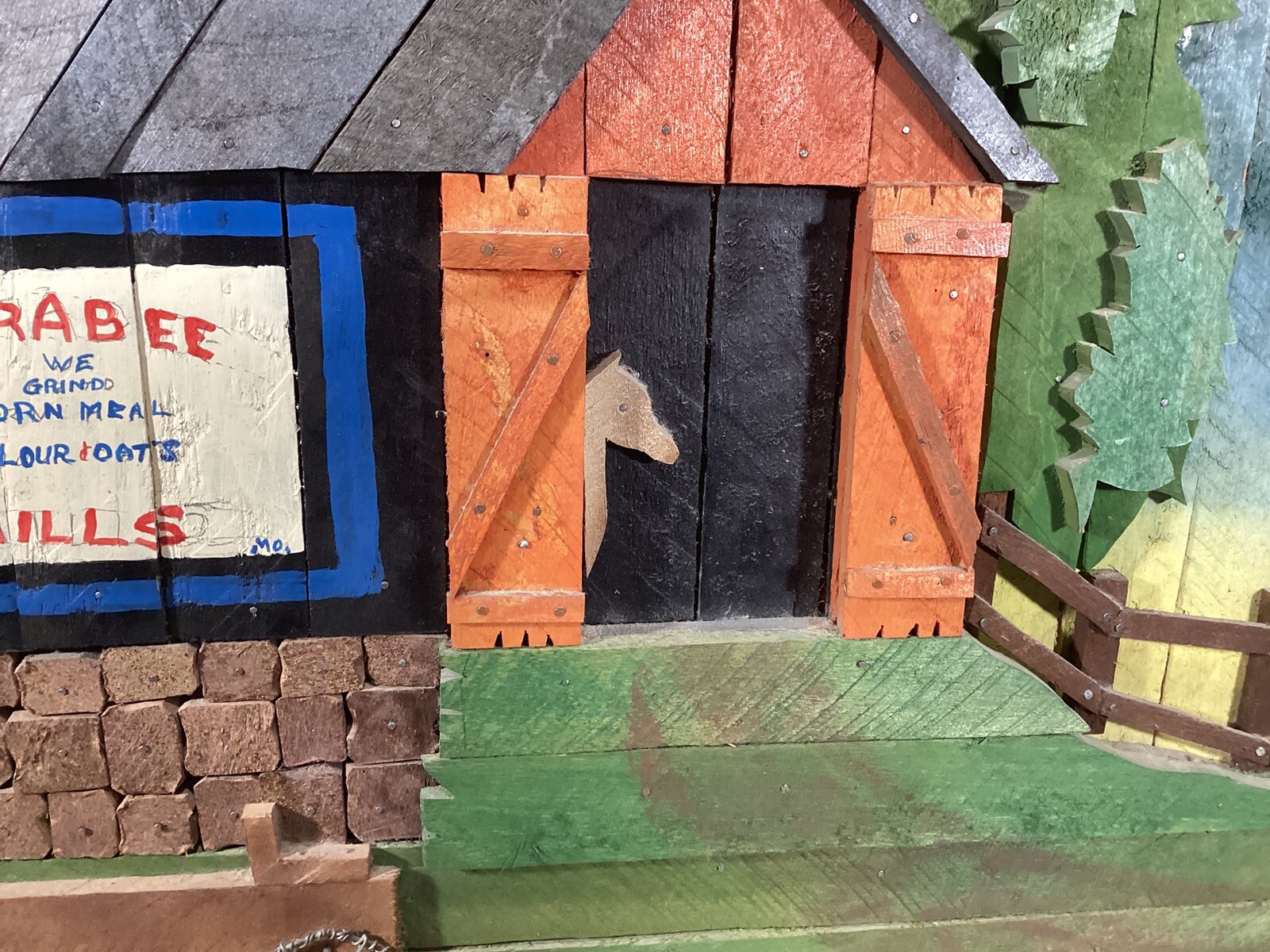 Degroot Style Lath Wood Mosaic Folk Art Horse Barn Silo 3D Clinton Mo GristMill