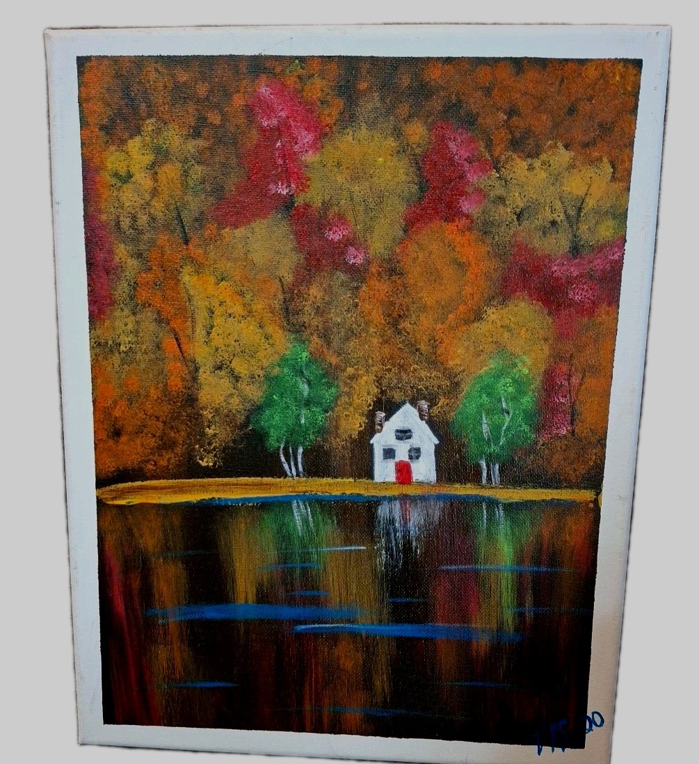 Fall Painting On Canvas 11×14 Preowned
